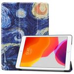 For iPad 10.2 2021 / 2020 / 2019 Colored Drawing Horizontal Flip Leather Case with Three-folding Holder & Sleep / Wake-up Function(Starry Sky)