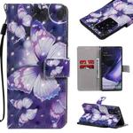 For Samsung Galaxy Note 20 Ultra 3D Painting Horizontal Flip Leather Case with Holder & Card Slot & Lanyard(Purple Butterflies)