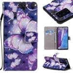 For Samsung Galaxy Note 20 3D Painting Horizontal Flip Leather Case with Holder & Card Slot & Lanyard(Purple Butterflies)