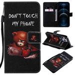 For iPhone 12 Pro Max Painting Horizontal Flip Leather Case with Holder & Card Slot & Lanyard(Bear)