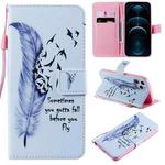 For iPhone 12 Pro Max Painting Horizontal Flip Leather Case with Holder & Card Slot & Lanyard(Feather)