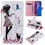 For Samsung Galaxy Note 20 Painting Horizontal Flip Leather Case with Holder & Card Slot & Lanyard(Woman and Cat)