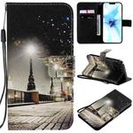 For iPhone 12 / 12 Pro Painting Horizontal Flip Leather Case with Holder & Card Slot & Lanyard(Cityscape)