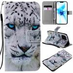 For iPhone 12 / 12 Pro Painting Horizontal Flip Leather Case with Holder & Card Slot & Lanyard(White Leopard)