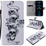 For iPhone 12 Pro Max Painting Horizontal Flip Leather Case with Holder & Card Slot & Lanyard(Skull Bone)