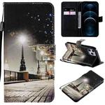 For iPhone 12 Pro Max Painting Horizontal Flip Leather Case with Holder & Card Slot & Lanyard(Cityscape)