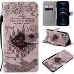 For iPhone 12 Pro Max Painting Horizontal Flip Leather Case with Holder & Card Slot & Lanyard(Castle)