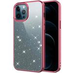 Electroplating Frame Glitter Powder Protective Case For iPhone 12 / 12 Pro(Rose Red)