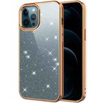 Electroplating Frame Glitter Powder Protective Case For iPhone 12 / 12 Pro(Orange)