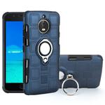 For Motorola Moto E4 Plus EU Version 2 In 1 Cube PC + TPU Protective Case with 360 Degrees Rotate Silver Ring Holder(Navy Blue)