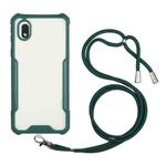 For Samsung Galaxy A01 Core / M10 Core Acrylic + Color TPU Shockproof Case with Neck Lanyard(Dark Green)