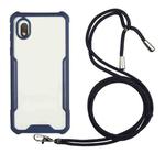 For Samsung Galaxy A01 Core / M10 Core Acrylic + Color TPU Shockproof Case with Neck Lanyard(Dark Blue)