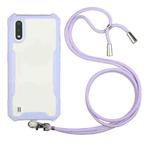 For Samsung Galaxy A01 / M01 Acrylic + Color TPU Shockproof Case with Neck Lanyard(Purple)