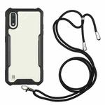 For Samsung Galaxy A10 Acrylic + Color TPU Shockproof Case with Neck Lanyard(Black)