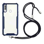 For Samsung Galaxy A20 / A30 Acrylic + Color TPU Shockproof Case with Neck Lanyard(Dark Blue)