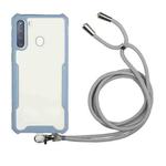 For Samsung Galaxy A21 Acrylic + Color TPU Shockproof Case with Neck Lanyard(Milk Grey)