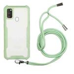 For Samsung Galaxy A21s Acrylic + Color TPU Shockproof Case with Neck Lanyard(Avocado)