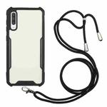 For Samsung Galaxy A50 / A30s / A50s Acrylic + Color TPU Shockproof Case with Neck Lanyard(Milk Grey)