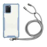 For Samsung Galaxy A71 Acrylic + Color TPU Shockproof Case with Neck Lanyard(Milk Grey)