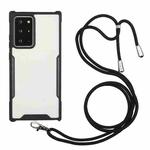 For Samsung Galaxy Note20 Ultra Acrylic + Color TPU Shockproof Case with Neck Lanyard(Black)