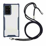 For Samsung Galaxy Note20 Acrylic + Color TPU Shockproof Case with Neck Lanyard(Dark Blue)