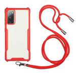 For Samsung Galaxy S20 Acrylic + Color TPU Shockproof Case with Neck Lanyard(Red)
