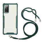 For Samsung Galaxy S20 Acrylic + Color TPU Shockproof Case with Neck Lanyard(Dark Green)
