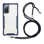 For Samsung Galaxy S20 Acrylic + Color TPU Shockproof Case with Neck Lanyard(Dark Blue)