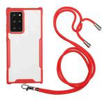 For Samsung Galaxy S20 Ultra Acrylic + Color TPU Shockproof Case with Neck Lanyard(Red)