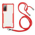 For Samsung Galaxy S20 FE Acrylic + Color TPU Shockproof Case with Neck Lanyard(Red)