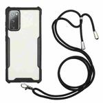 For Samsung Galaxy S20 FE Acrylic + Color TPU Shockproof Case with Neck Lanyard(Black)