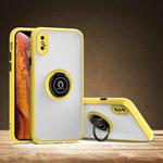 For iPhone X / XS Q Shadow 1 Generation Series TPU + PC Protective Case with 360 Degrees Rotate Ring Holder(Yellow)