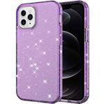 Transparent Glitter Powder Protective Case For iPhone 12 / 12 Pro(Purple)