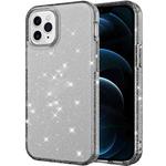 For iPhone 12 Pro Max Transparent Glitter Powder Protective Case(Black)