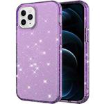 Transparent Glitter Powder Protective Case For iPhone 12 Pro Max(Purple)