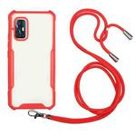 For vivo V19 (Indian Version) Acrylic + Color TPU Shockproof Case with Neck Lanyard(Red)