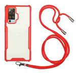 For vivo X50 Pro Acrylic + Color TPU Shockproof Case with Neck Lanyard(Red)