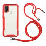 For vivo Y50 / Y30 Acrylic + Color TPU Shockproof Case with Neck Lanyard(Red)