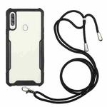 For vivo Y91/Y91i (Rear-mounted Fingerprint) Acrylic + Color TPU Shockproof Case with Neck Lanyard(Black)