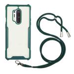For OnePlus 8 Pro Acrylic + Color TPU Shockproof Case with Neck Lanyard(Dark Green)