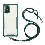 For OnePlus 8T Acrylic + Color TPU Shockproof Case with Neck Lanyard(Dark Green)