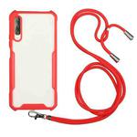 For Xiaomi Redmi 9A Acrylic + Color TPU Shockproof Case with Neck Lanyard(Red)
