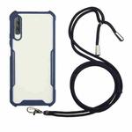 For Xiaomi Redmi 9A Acrylic + Color TPU Shockproof Case with Neck Lanyard(Dark Blue)