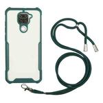 For Xiaomi Redmi Note 9 / 10X 4G Acrylic + Color TPU Shockproof Case with Neck Lanyard(Dark Green)