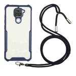 For Xiaomi Redmi Note 9 / 10X 4G Acrylic + Color TPU Shockproof Case with Neck Lanyard(Dark Blue)