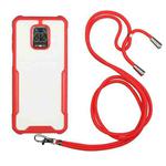 For Xiaomi Redmi Note 9S / Note 9 Pro Acrylic + Color TPU Shockproof Case with Neck Lanyard(Red)