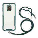 For Xiaomi Redmi Note 9S / Note 9 Pro Acrylic + Color TPU Shockproof Case with Neck Lanyard(Dark Green)