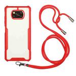 For Xiaomi Poco X3 Acrylic + Color TPU Shockproof Case with Neck Lanyard(Red)