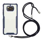For Xiaomi Poco X3 Acrylic + Color TPU Shockproof Case with Neck Lanyard(Dark Blue)
