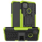 For Motorola Moto G9 Power Tire Texture Shockproof TPU+PC Protective Case with Holder(Green)